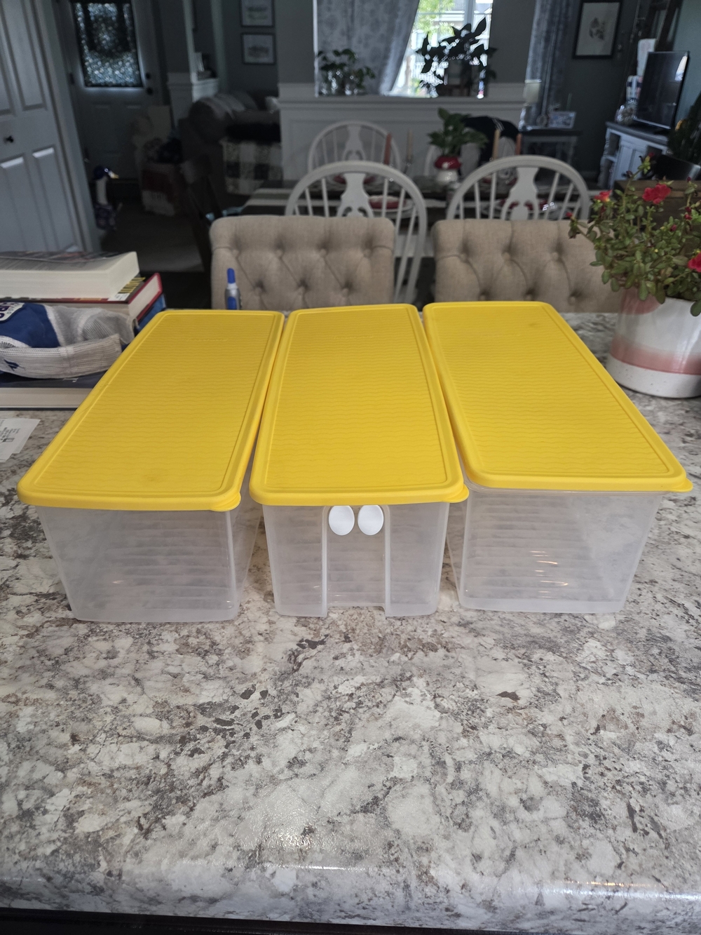 S/3 Tupperware Large FridgeSmart Yellow Fruit Veggie Refrigerator Container